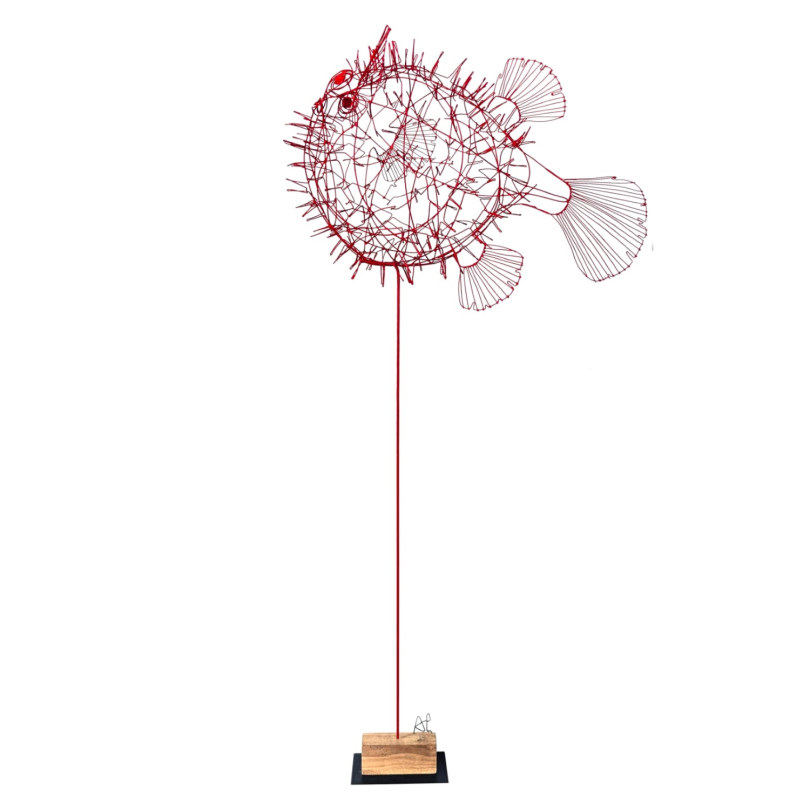 POISSON GLOBE ROUGE sculpture