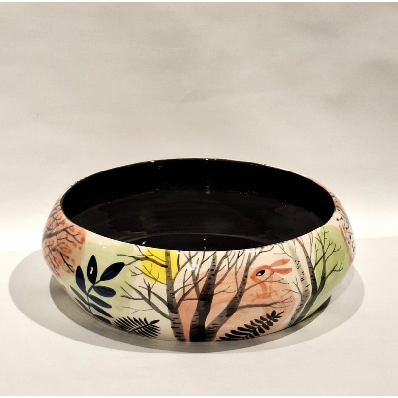 Plat, centre de table en céramique peint à la main. Pièce unique