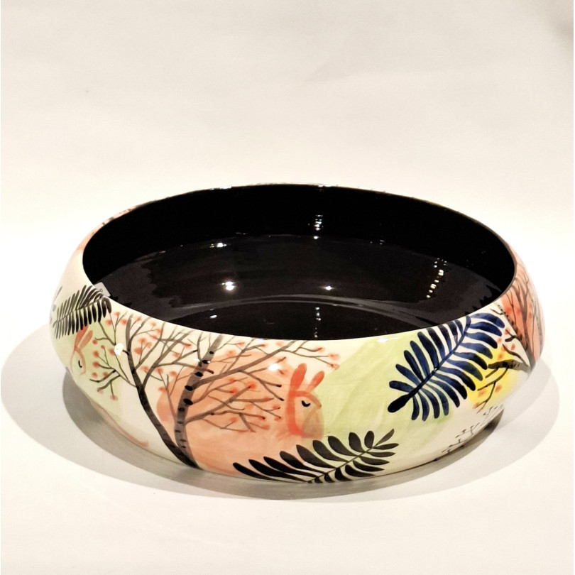 Plat, centre de table en céramique peint à la main. Pièce unique