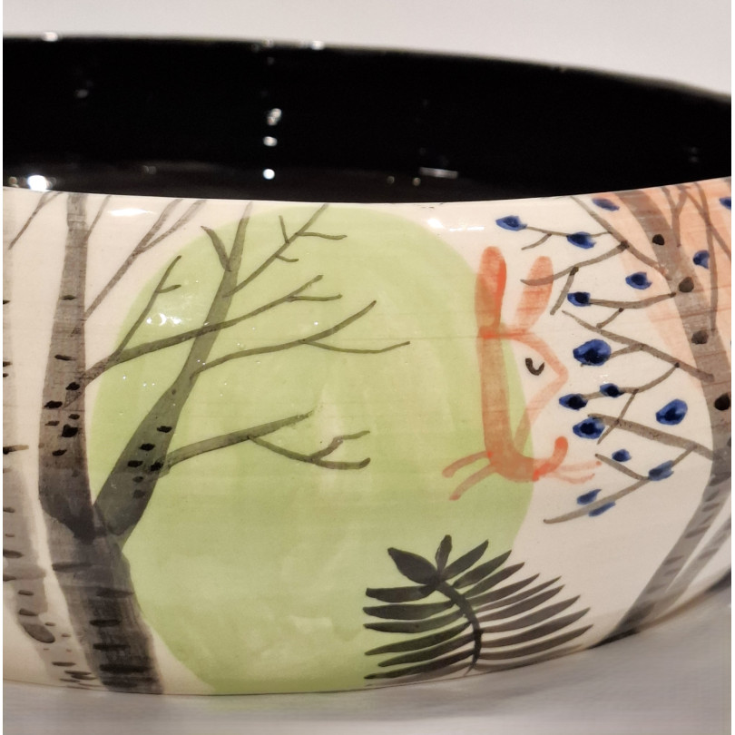 Plat, centre de table en céramique peint à la main. Pièce unique