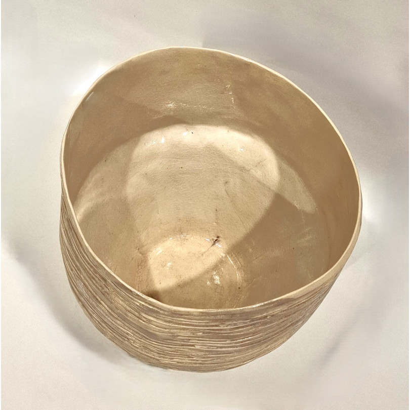 grand vase contemporain en grès strié, pièce unique