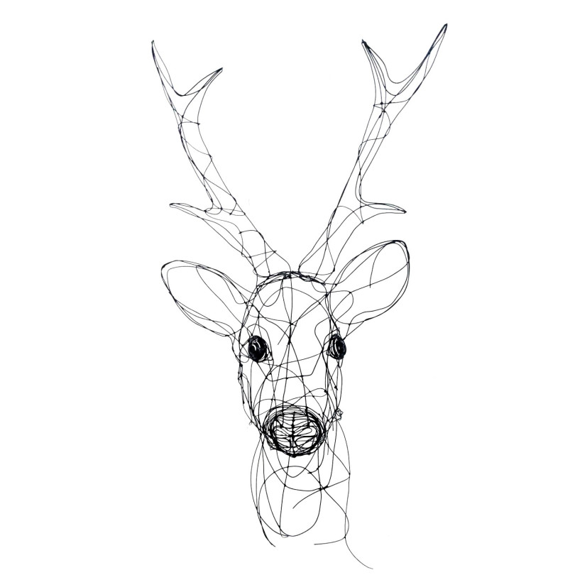 Sculptural deer head trophy