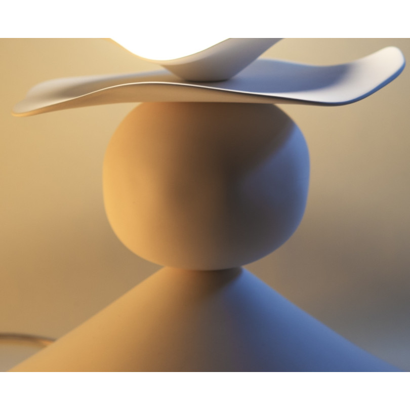 White Ceramic Lamp-Sculpture with Contemporary Design