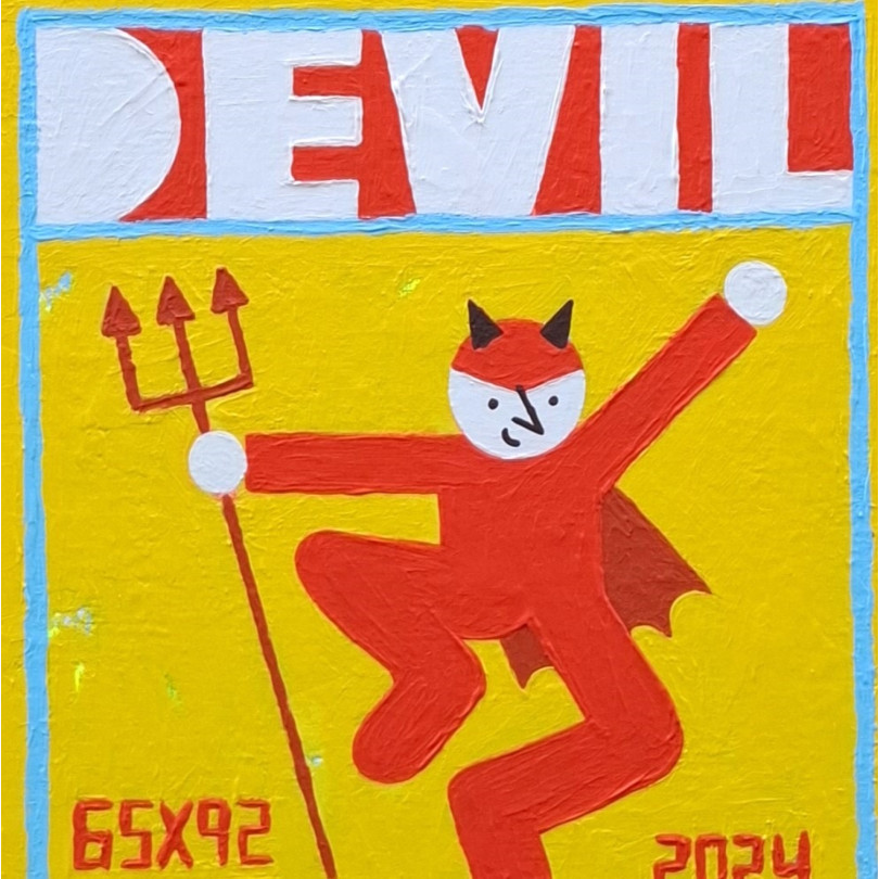 DEVIL hand painting by Kike Ibañez. Unique artwork