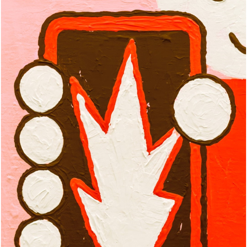 Obra pintada de Kike Ibañez, colores, grafismo y humor