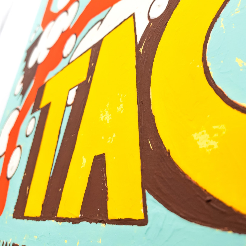 Obra colorida con estilo POP y grafico de Kike Ibañez