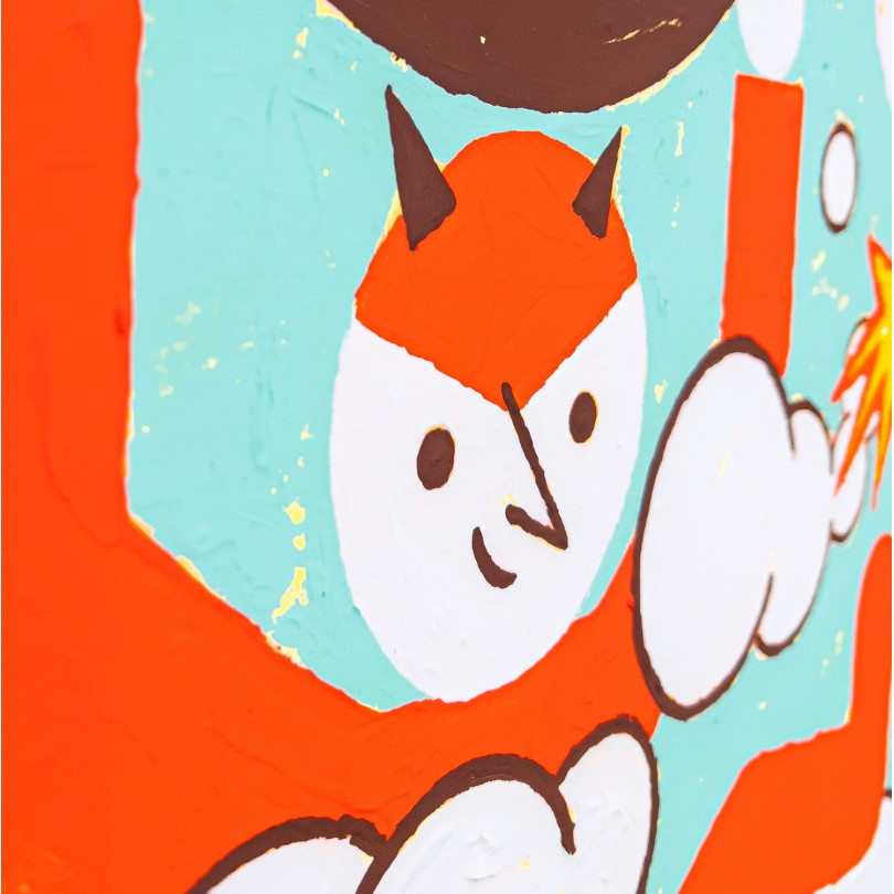 Obra colorida con estilo POP y grafico de Kike Ibañez