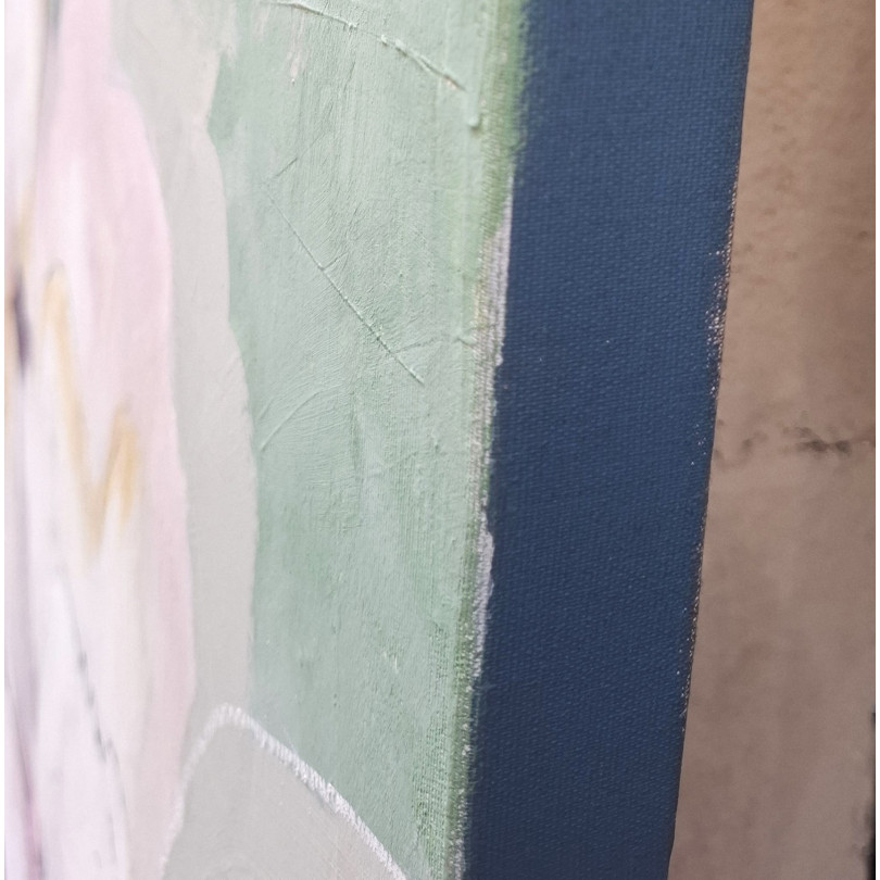 Contemporary floral painting: white and pink magnolias, elegance and harmony