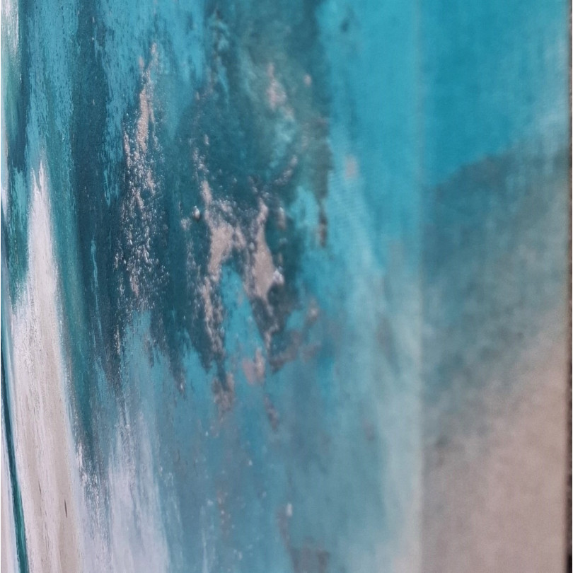 Paysage Aquatique Abstrait – Peinture Contemporaine Bleu Turquoise