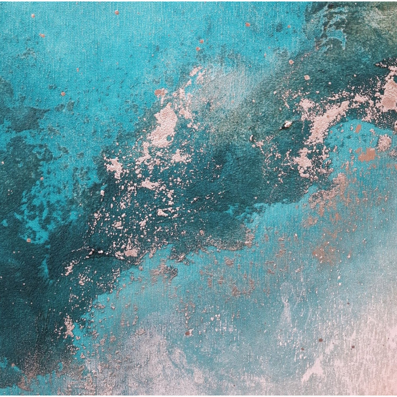 Paysage Aquatique Abstrait – Peinture Contemporaine Bleu Turquoise