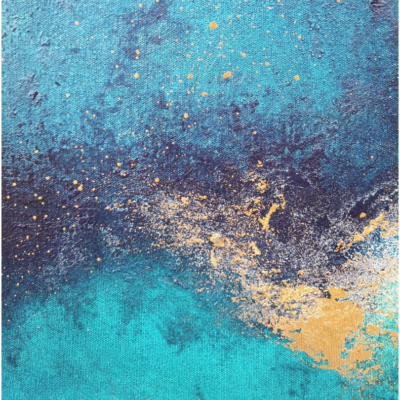 pintura abstracta inspirada en el océano y el cosmos