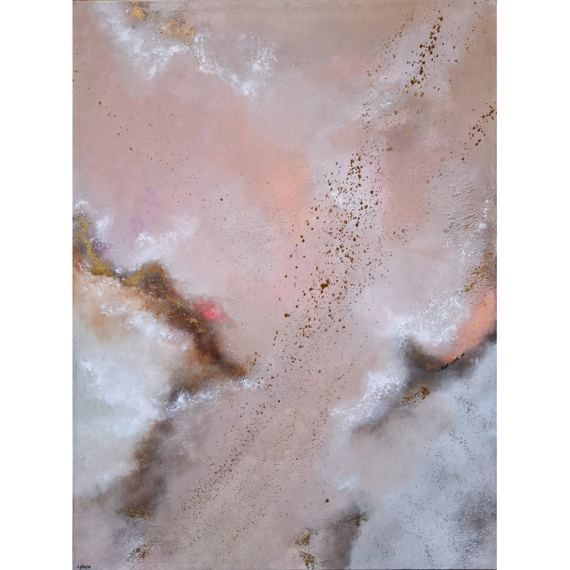 peinture abstraite rose beige contemporaine de Fortuny