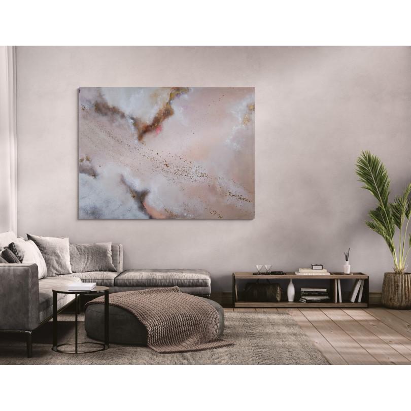 contemporary pink and beige abstract painting by Fortuny