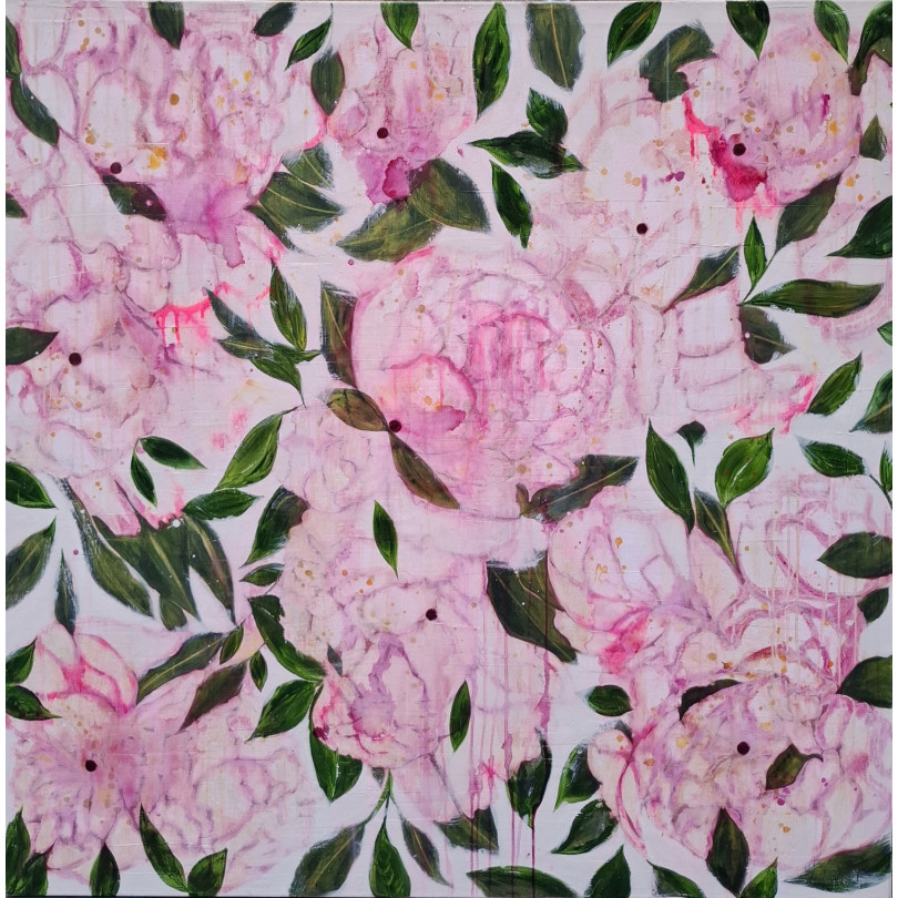SPRING PINK pintura floral contemporánea de K. Fabrizzi