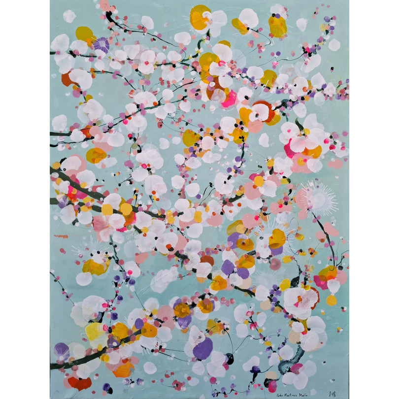 Cherry Blossoms – Contemporary abstract Painting by Martinez Marín