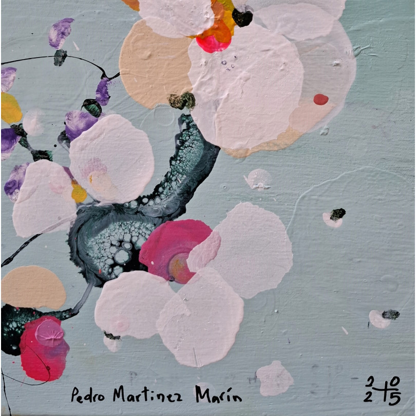 Peinture Contemporaine abstraite  repréntant des Cerisiers en Fleurs par Martinez Marín