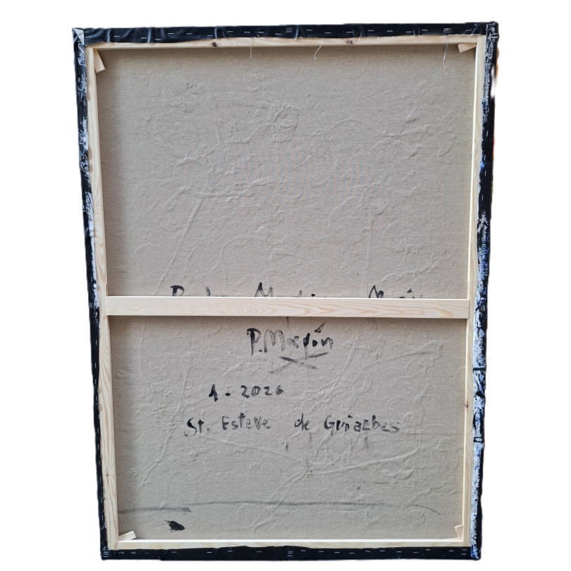 Œuvre abstraite fleurs blanches sur fond noir de l'artiste Pedro Martinez Marín