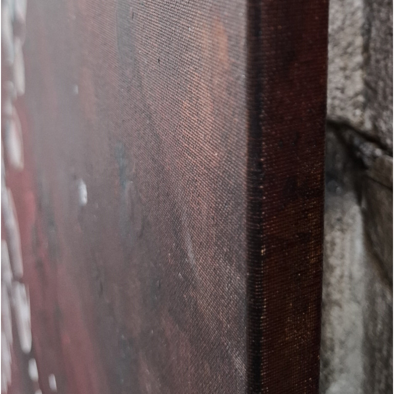 Cherry Blossoms on deep red background, Contemporary Painting