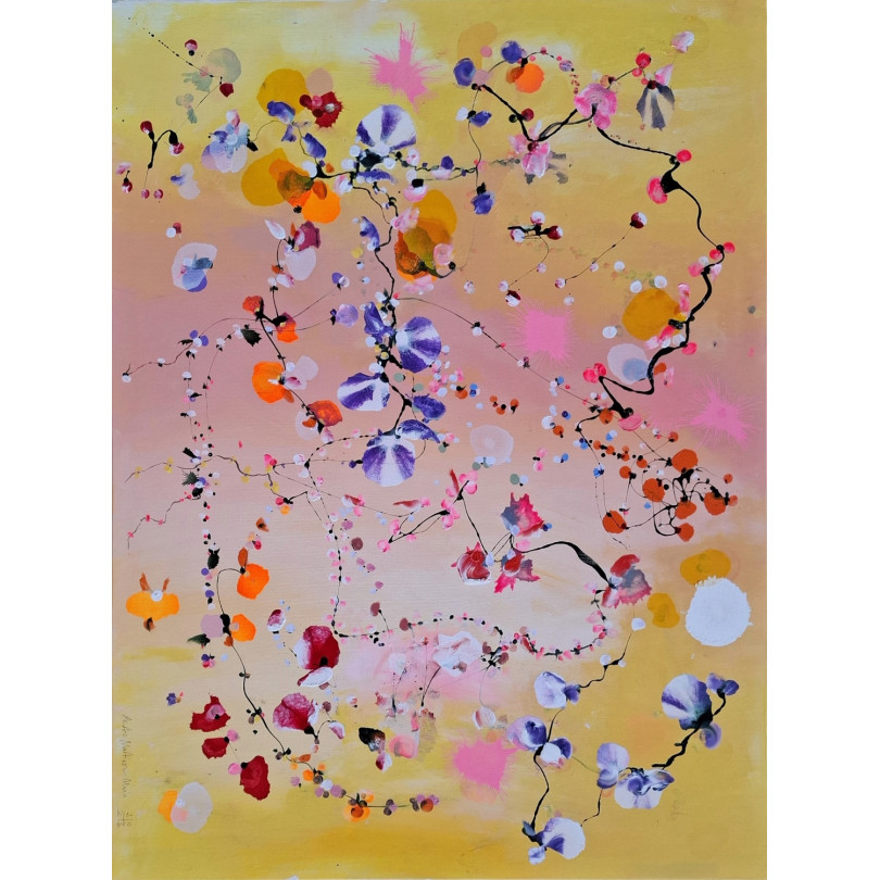 Primavera en Movimiento, Jardín de luz, pintura floral abstracta