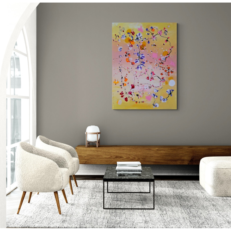 Primavera en Movimiento, Jardín de luz, pintura floral abstracta