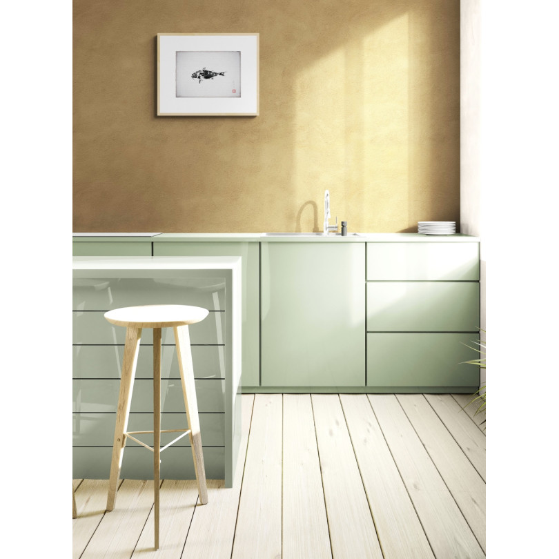 Tableau Gyotaku original, empreinte d'un rouget, encre noire sur papier