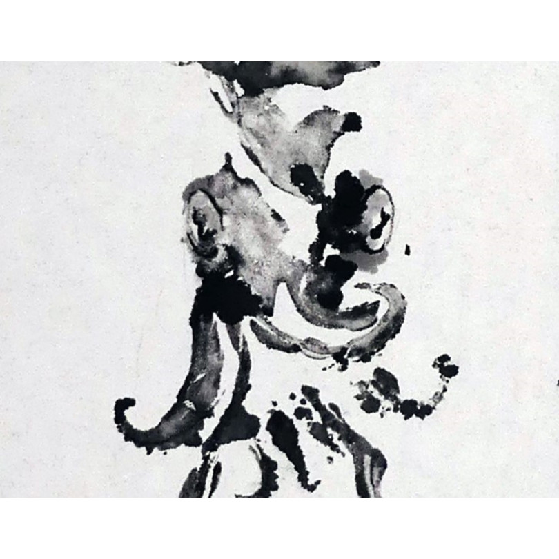 Cuadro Gyotaku - impresión de un calamar en tinta negra sobre papel