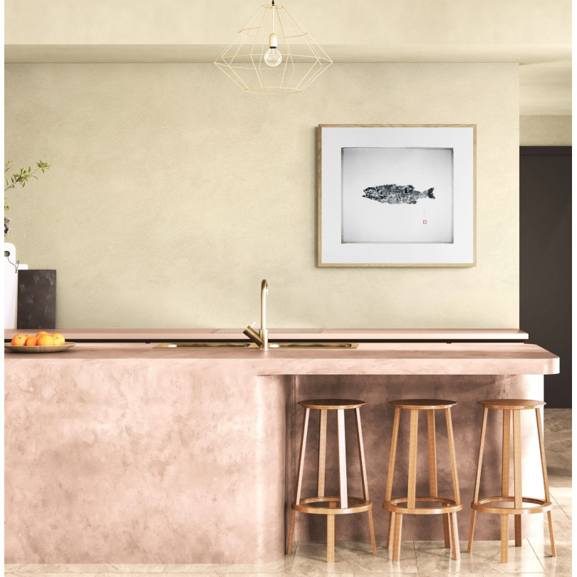 Tableau Gyotaku original : empreinte d'un bar à l'encre noire sur papier