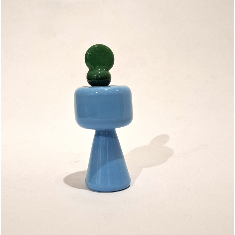 Small totem sculpture in colored blown glass