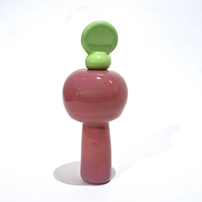 Small totem sculpture in colored blown glass