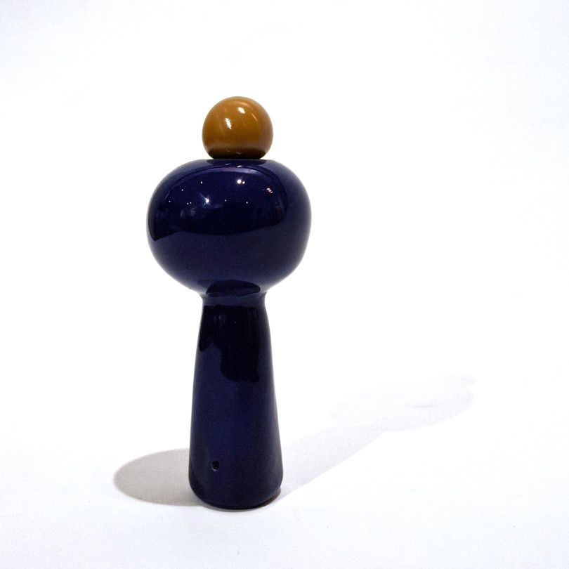 Small totem sculpture in colored blown glass