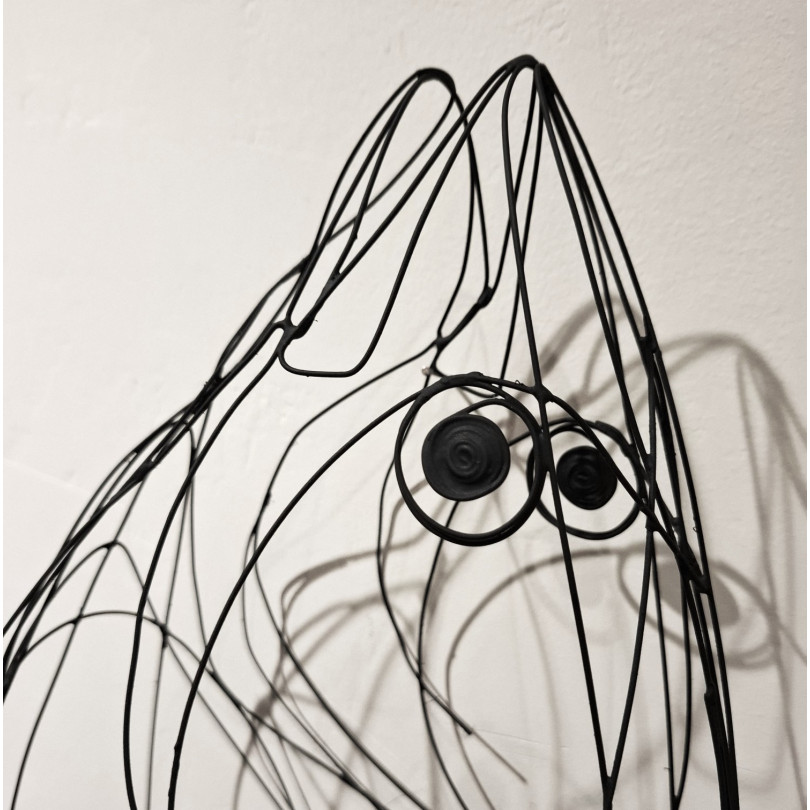 Tunafish sculpture in welded steel wire