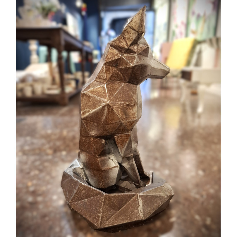 Sculpture renard en acier origami – œuvre contemporaine