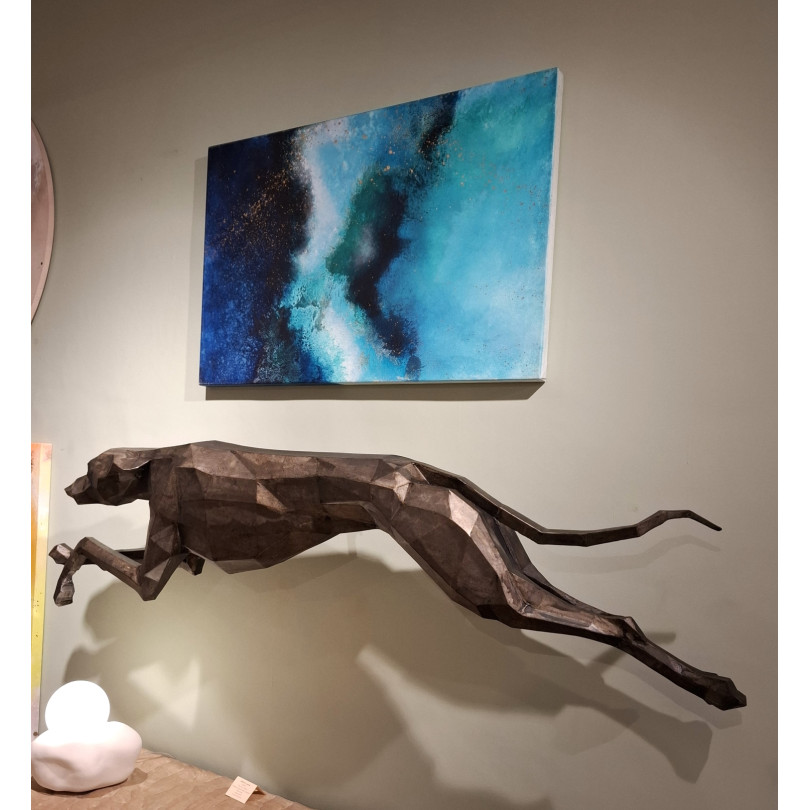 Contemporary steel greyhound wall sculpture