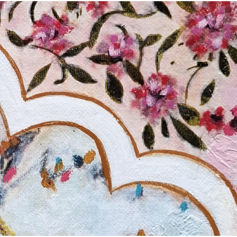 Tableau d'un poisson tropical sur fonf fleuri de Fabrizzi
