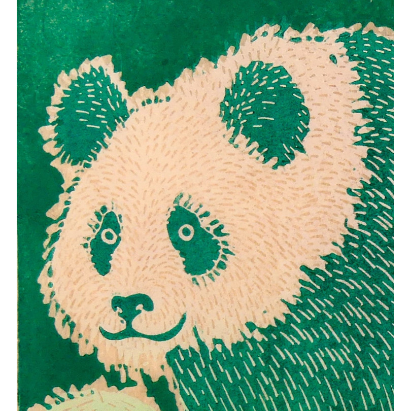 Panda verde, grabado de Gabriel Lecup