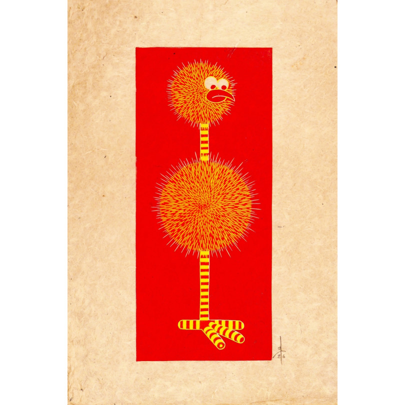 OSTRICH linocut