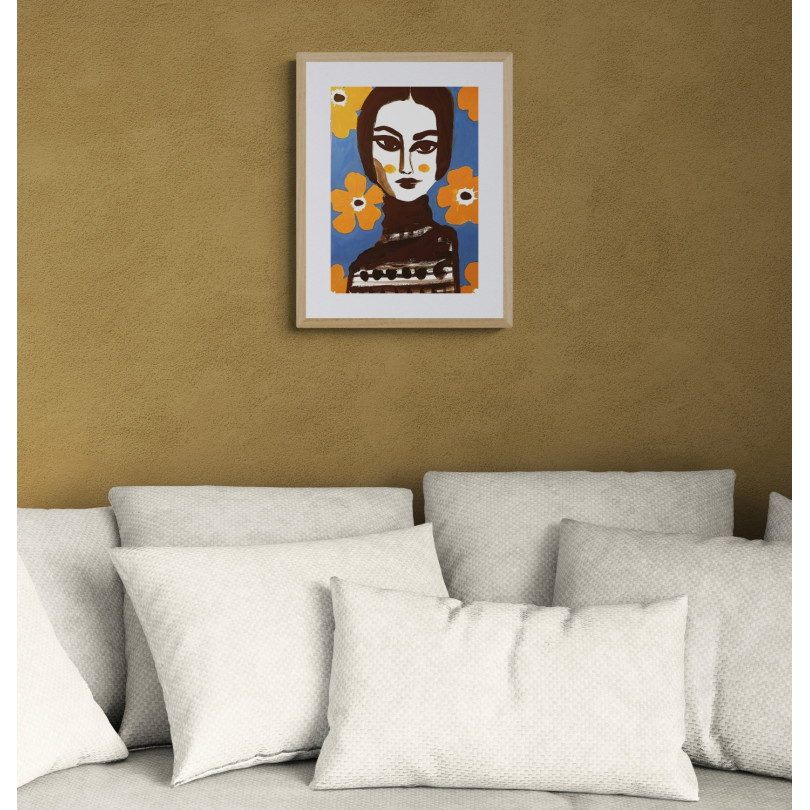 Portrait of Gala, colorful artwork on paper by artist Vanessa Linares