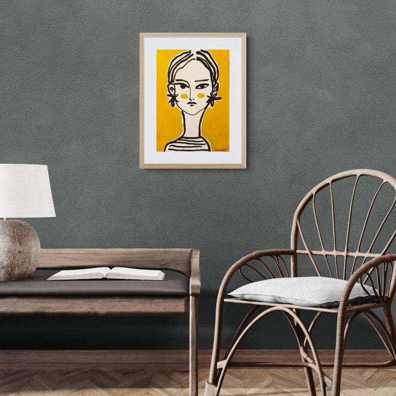 Portrait of Young Woman on orange background by Vanessa Linares