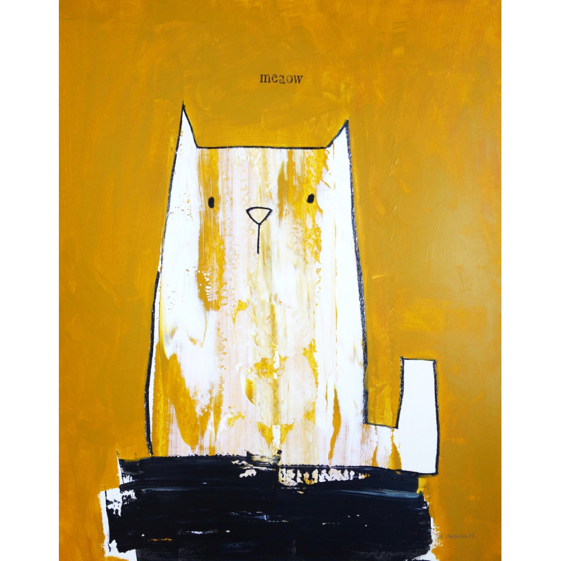 MEOW lamina pintada a mano de The Catman