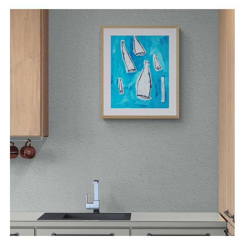 BOTELLAS, affiche dessinée et peinte à la main par The Catman