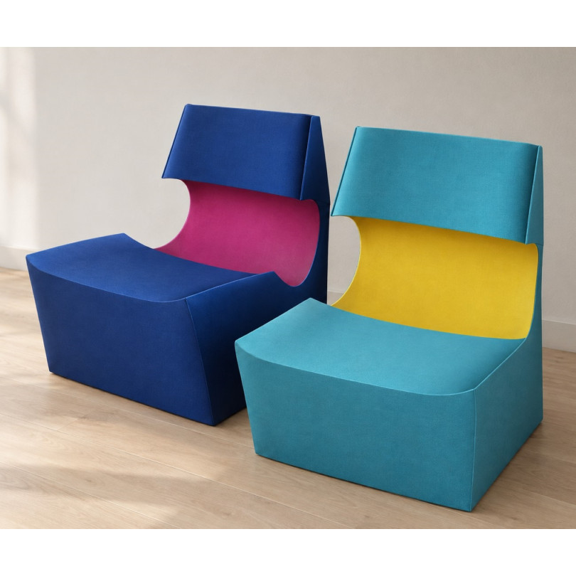 Contemporary low chair in lacquered steel